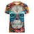 Day of Dead Skull Women V Neck T Shirt Sugar Skull Butterfly - Wonder Print Shop