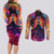 Day of Dead Lady Couples Matching Long Sleeve Bodycon Dress and Long Sleeve Button Shirt Sugar Skull Flame Lady - Wonder Print Shop