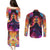 Day of Dead Lady Couples Matching Puletasi Dress and Long Sleeve Button Shirt Sugar Skull Flame Lady - Wonder Print Shop