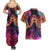 Day of Dead Lady Couples Matching Summer Maxi Dress and Hawaiian Shirt Sugar Skull Flame Lady - Wonder Print Shop
