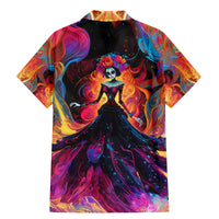 Day of Dead Lady Family Matching Mermaid Dress and Hawaiian Shirt Sugar Skull Flame Lady - Wonder Print Shop