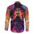 Day of Dead Lady Family Matching Off Shoulder Long Sleeve Dress and Hawaiian Shirt Sugar Skull Flame Lady - Wonder Print Shop
