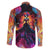 Day of Dead Lady Family Matching Short Sleeve Bodycon Dress and Hawaiian Shirt Sugar Skull Flame Lady - Wonder Print Shop