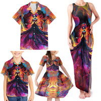 Day of Dead Lady Family Matching Tank Maxi Dress and Hawaiian Shirt Sugar Skull Flame Lady - Wonder Print Shop