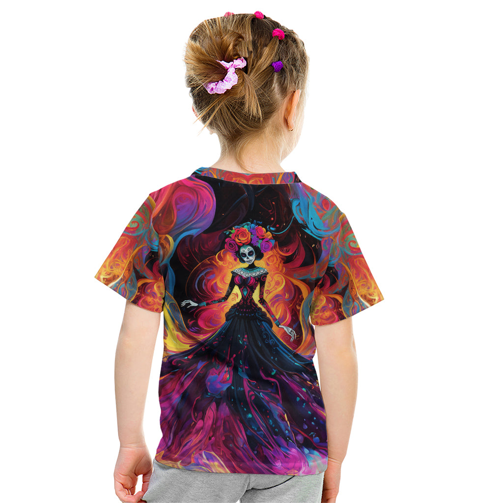 Day of Dead Lady Kid T Shirt Sugar Skull Flame Lady - Wonder Print Shop