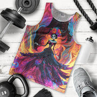 Day of Dead Lady Men Tank Top Sugar Skull Flame Lady - Wonder Print Shop