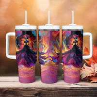 Day of Dead Lady Tumbler With Handle Sugar Skull Flame Lady - Wonder Print Shop
