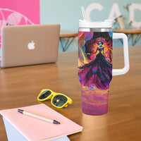 Day of Dead Lady Tumbler With Handle Sugar Skull Flame Lady - Wonder Print Shop