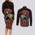 Day of Dead Lady Couples Matching Long Sleeve Bodycon Dress and Long Sleeve Button Shirt Sugar Skull Lady Dancing - Wonder Print Shop