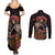 Day of Dead Lady Couples Matching Summer Maxi Dress and Long Sleeve Button Shirt Sugar Skull Lady Dancing - Wonder Print Shop