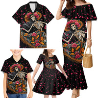 Day of Dead Lady Family Matching Mermaid Dress and Hawaiian Shirt Sugar Skull Lady Dancing - Wonder Print Shop