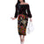 Day of Dead Lady Family Matching Off Shoulder Long Sleeve Dress and Hawaiian Shirt Sugar Skull Lady Dancing - Wonder Print Shop
