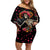 Day of Dead Lady Family Matching Off Shoulder Short Dress and Hawaiian Shirt Sugar Skull Lady Dancing - Wonder Print Shop