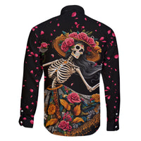 Day of Dead Lady Family Matching Short Sleeve Bodycon Dress and Hawaiian Shirt Sugar Skull Lady Dancing - Wonder Print Shop