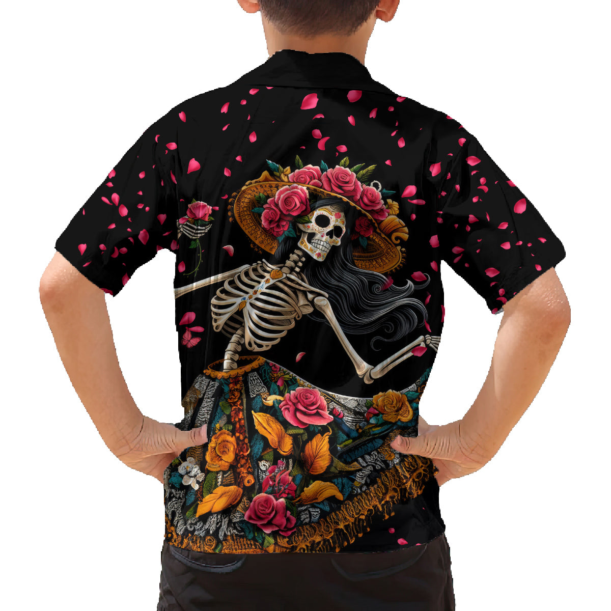 Day of Dead Lady Family Matching Tank Maxi Dress and Hawaiian Shirt Sugar Skull Lady Dancing - Wonder Print Shop