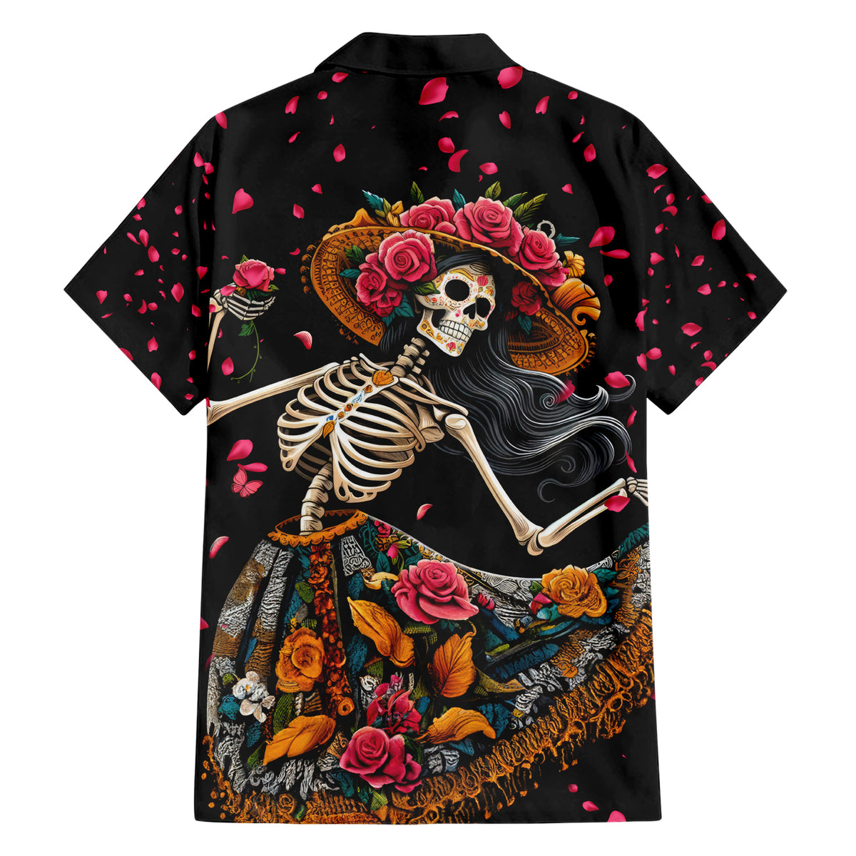 Day of Dead Lady Hawaiian Shirt Sugar Skull Lady Dancing - Wonder Print Shop