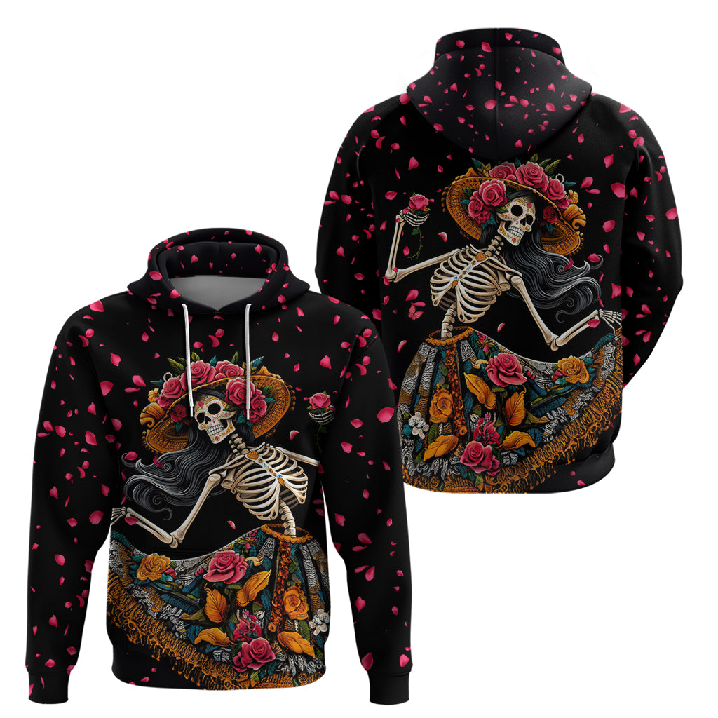 Day of Dead Lady Hoodie Sugar Skull Lady Dancing - Wonder Print Shop