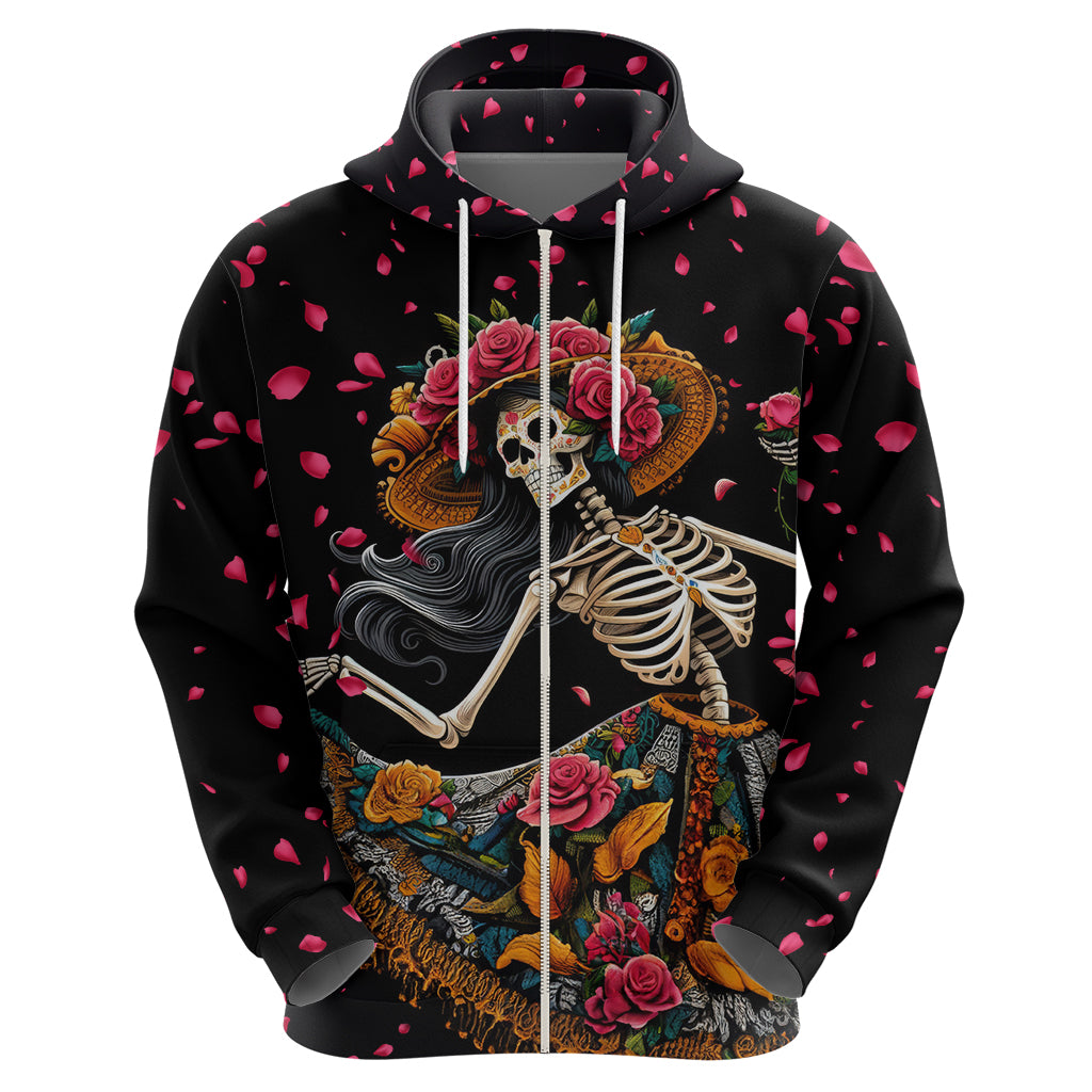 Day of Dead Lady Hoodie Sugar Skull Lady Dancing - Wonder Print Shop