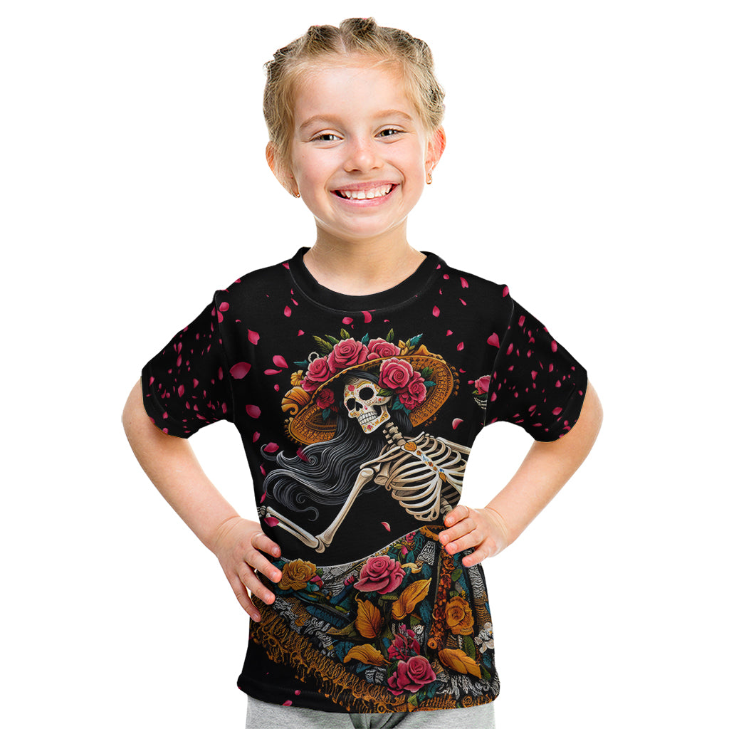 Day of Dead Lady Kid T Shirt Sugar Skull Lady Dancing - Wonder Print Shop