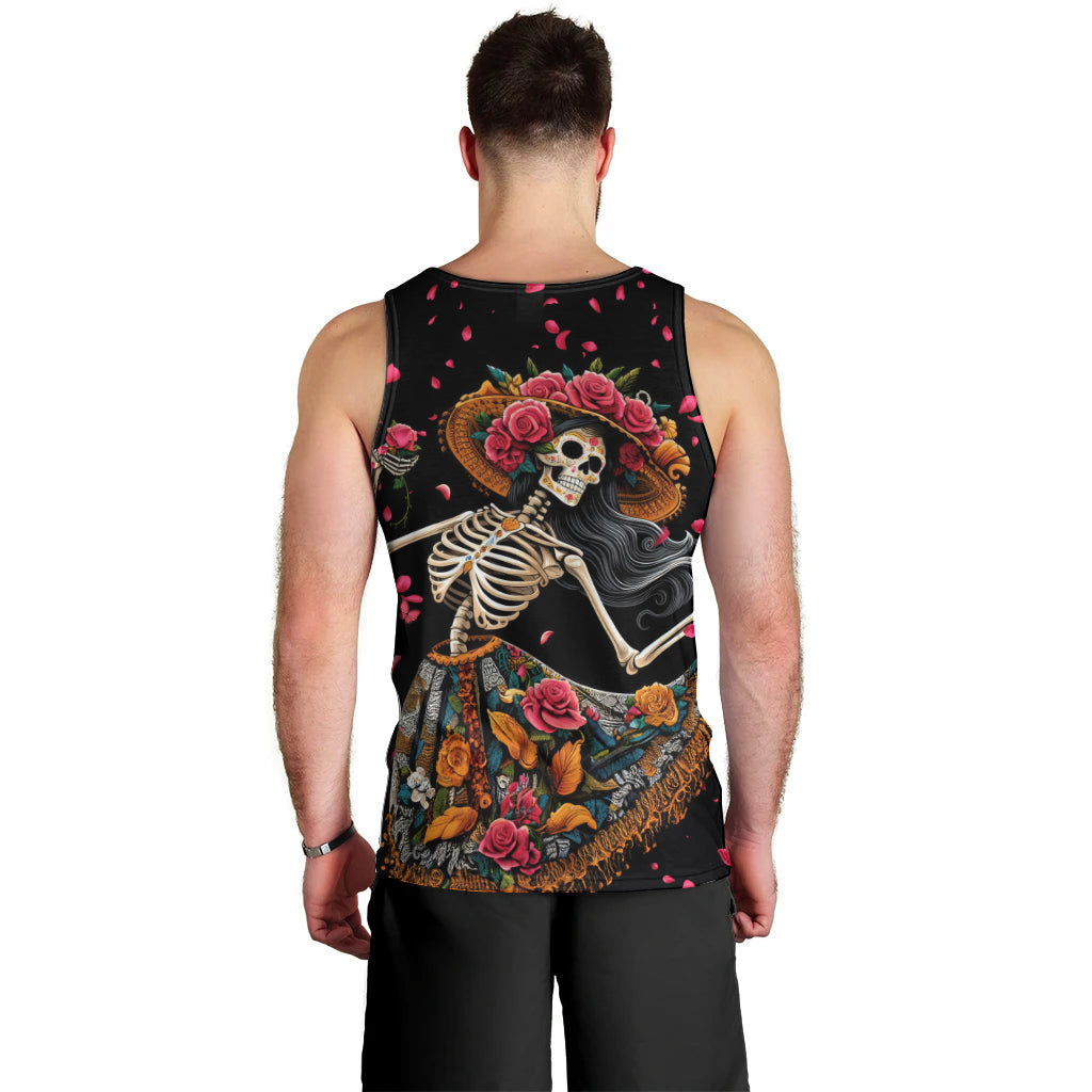 Day of Dead Lady Men Tank Top Sugar Skull Lady Dancing - Wonder Print Shop