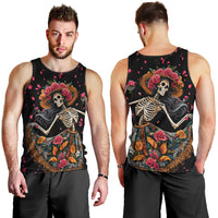 Day of Dead Lady Men Tank Top Sugar Skull Lady Dancing - Wonder Print Shop