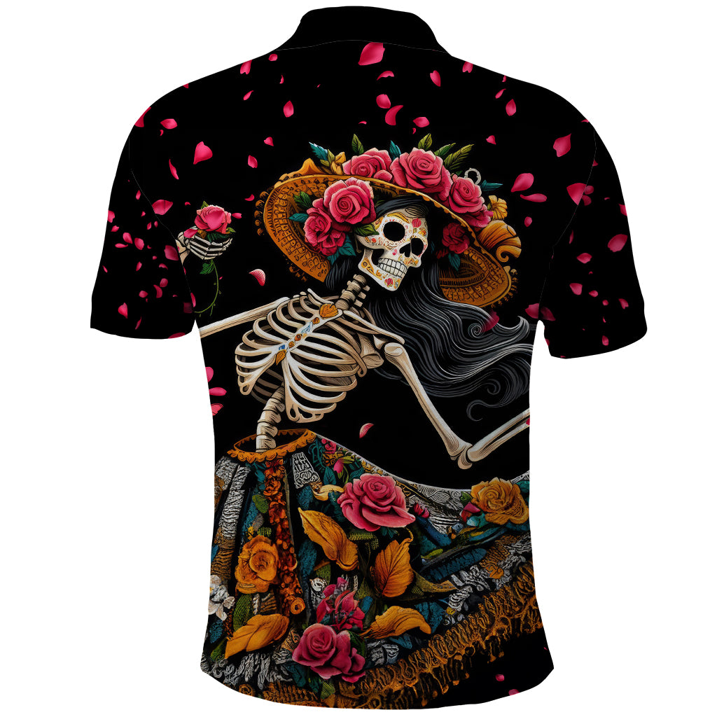 Day of Dead Lady Polo Shirt Sugar Skull Lady Dancing - Wonder Print Shop