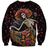 Day of Dead Lady Sweatshirt Sugar Skull Lady Dancing - Wonder Print Shop