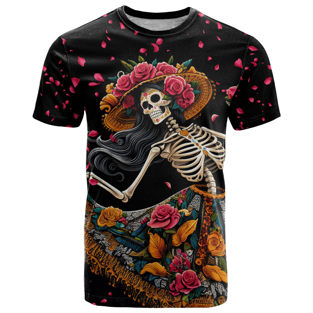 Day of Dead Lady T Shirt Sugar Skull Lady Dancing - Wonder Print Shop