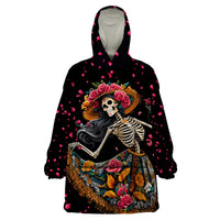 Day of Dead Lady Wearable Blanket Hoodie Sugar Skull Lady Dancing - Wonder Print Shop
