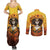 Day of Dead Lady Couples Matching Summer Maxi Dress and Long Sleeve Button Shirt Sugar Skull Lady Sunflower - Wonder Print Shop