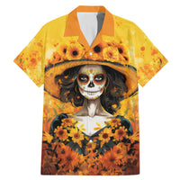 Day of Dead Lady Family Matching Mermaid Dress and Hawaiian Shirt Sugar Skull Lady Sunflower - Wonder Print Shop