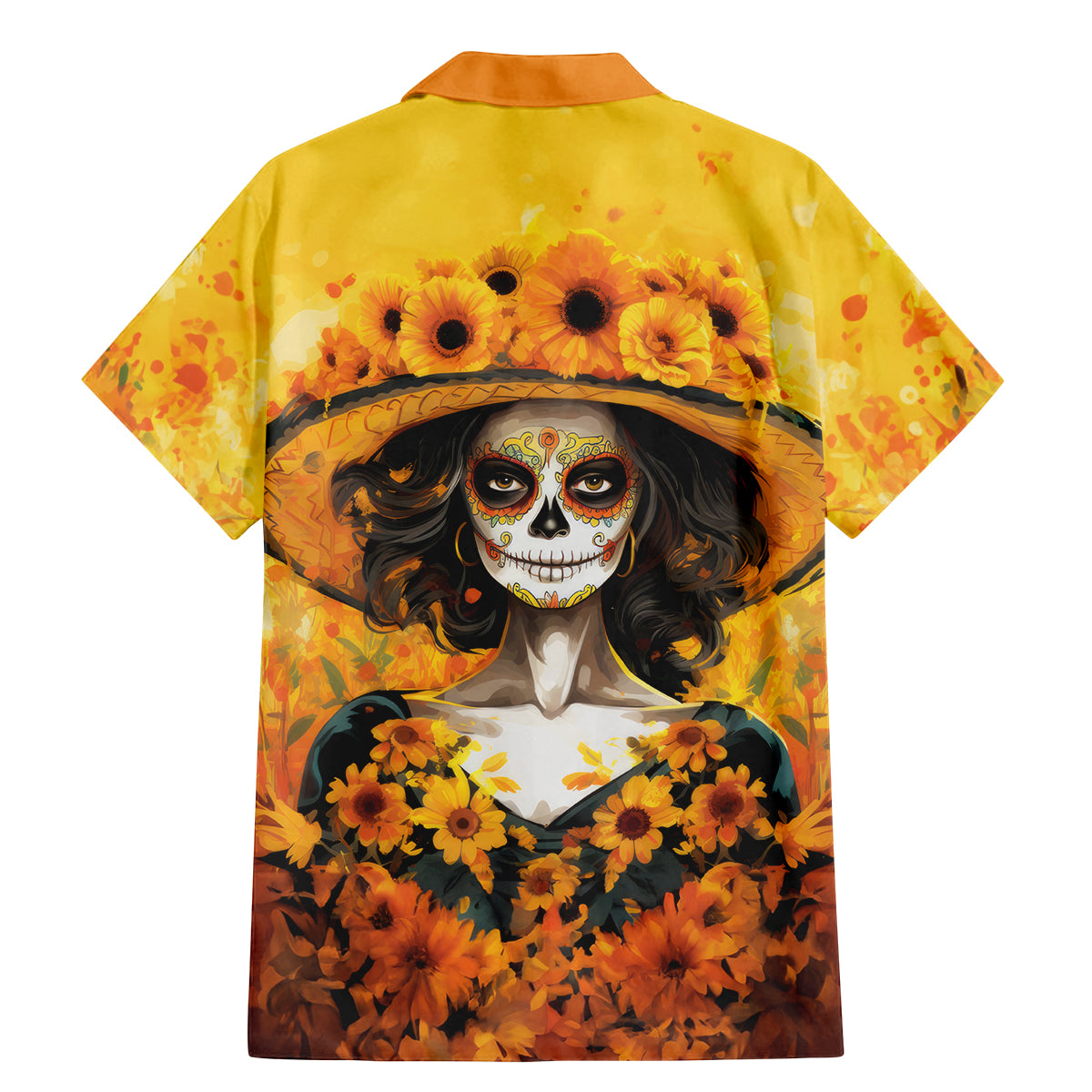 Day of Dead Lady Family Matching Mermaid Dress and Hawaiian Shirt Sugar Skull Lady Sunflower - Wonder Print Shop