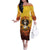 Day of Dead Lady Family Matching Off Shoulder Long Sleeve Dress and Hawaiian Shirt Sugar Skull Lady Sunflower - Wonder Print Shop
