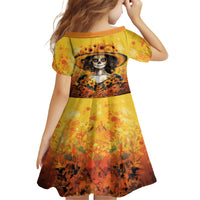 Day of Dead Lady Family Matching Summer Maxi Dress and Hawaiian Shirt Sugar Skull Lady Sunflower - Wonder Print Shop