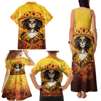 Day of Dead Lady Family Matching Tank Maxi Dress and Hawaiian Shirt Sugar Skull Lady Sunflower - Wonder Print Shop