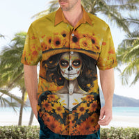 Day of Dead Lady Hawaiian Shirt Sugar Skull Lady Sunflower - Wonder Print Shop