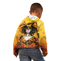 Day of Dead Lady Kid Hoodie Sugar Skull Lady Sunflower - Wonder Print Shop