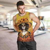Day of Dead Lady Men Tank Top Sugar Skull Lady Sunflower - Wonder Print Shop