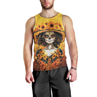 Day of Dead Lady Men Tank Top Sugar Skull Lady Sunflower - Wonder Print Shop