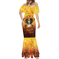 Day of Dead Lady Mermaid Dress Sugar Skull Lady Sunflower - Wonder Print Shop