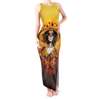 Day of Dead Lady Tank Maxi Dress Sugar Skull Lady Sunflower - Wonder Print Shop