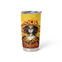 Day of Dead Lady Tumbler Cup Sugar Skull Lady Sunflower - Wonder Print Shop