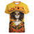 Day of Dead Lady Women V Neck T Shirt Sugar Skull Lady Sunflower - Wonder Print Shop