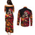 Day of Dead Girl Couples Matching Puletasi Dress and Long Sleeve Button Shirt Sugar Skull Girl Rose And Marigold - Wonder Print Shop