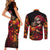 Day of Dead Girl Couples Matching Short Sleeve Bodycon Dress and Long Sleeve Button Shirt Sugar Skull Girl Rose And Marigold - Wonder Print Shop