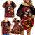 Day of Dead Girl Family Matching Off Shoulder Short Dress and Hawaiian Shirt Sugar Skull Girl Rose And Marigold - Wonder Print Shop
