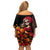 Day of Dead Girl Family Matching Off Shoulder Short Dress and Hawaiian Shirt Sugar Skull Girl Rose And Marigold - Wonder Print Shop