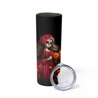 Day of Dead Girl Skinny Tumbler Sugar Skull Girl Rose And Marigold - Wonder Print Shop