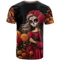 Day of Dead Girl T Shirt Sugar Skull Girl Rose And Marigold - Wonder Print Shop