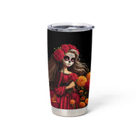 Day of Dead Girl Tumbler Cup Sugar Skull Girl Rose And Marigold - Wonder Print Shop